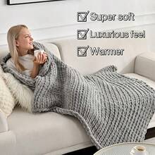 Maetoow - Manta de punto grueso de chenilla 40 x 50 pulgadas hecha a mano cálida y acogedora para sofá cama decoración del hogar banquero de forro polar suave mantas gruesas bohemias y mantas - Gris - Ver 3