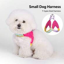 Macaroon Color Y-Shaped Anti-Pull Chest Harness For Small & Medium Dogs, Pet Outdoor Supplies - Hot Pink - View 3