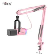 FIFINE AM8T 白色全球版游戏 XLR/USB 麦克风套装，直播动圈麦克风组合，适用于 PC、电脑，可用于录音、播客、配音，带耳机插孔、增益旋钮和支架 - 查看 12