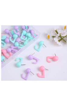 10pcs Random Color Plastic Head Decorative Push Pins, Suitable For Photo Wall, Bulletin Board, Home Wall, Home Office And School Supplies, Back To School Essential (Random Color Combination) - Multiple Types Of Thumbtacks - View 7