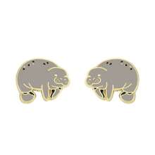 Manatee Earrings Enamel Daily Jewelry Ear Stud Gift For Friends Fashion Refinement - Grey - View 4