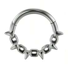 1 pieza Clicker de septum en forma de luna de acero inoxidable, joyería de septum en forma de serpiente/corazón de 16G, pendientes espirales delicados para mujeres - Multicolor - Ver 9