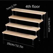 Wooden Desktop Dessert Display Rack, Decorative Display Storage Shelf For Nail Polish, Fragrance, Scented Candles, Air Freshener, For Desk, Office, Vanity, Bedroom, Bathroom, Home, Dorm, Room Storage - Beige - View 13