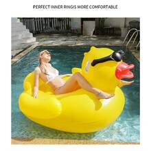 Cama flotante de piscina inflable de grosor, silla de piscina inflable con forma de pato gigante, adecuada para fiestas en la piscina y en la playa - Multicolor - Ver 9