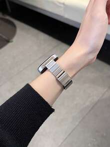 1pc Women's Slim Metal Watch Band, Suitable For Huawei Watch Fit 1/Fit 2/Fit 3/Fit 4/Fit 4Pro Smartwatch Strap - Silver - View 3