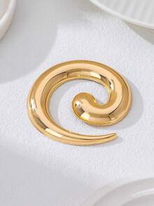 Geometric Spiral Brooch, Luxury Gold Smooth High-End Niche Design Jewelry, Versatile Daily Wear Gift For Women - Gold - View 5