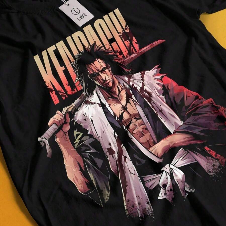 Zaraki Kenpachi Shirt Bleach Anime Tshirt Ichigo B-Can Be Given As Gifts To Family Members-WomenMan S Printed T-Shirt 22 - 黑色 - 查看 1