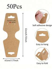 50pcs Kraft Paper Jewelry Display Cards, Suitable For Jewelry, Bracelet, Necklace Display, Small Business Supplies - Storage Card - View 6