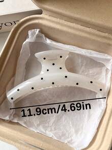 2个/1个 4.69英寸/11.9厘米 白色波点和棕色塑料发夹，时尚百搭优雅简约纯色发爪，适合日常、休闲、派对、通勤、海滩、丸子头、马尾辫、洗脸、化妆、服装配饰、节日、生日等场合。 - 彩色 - 查看 3