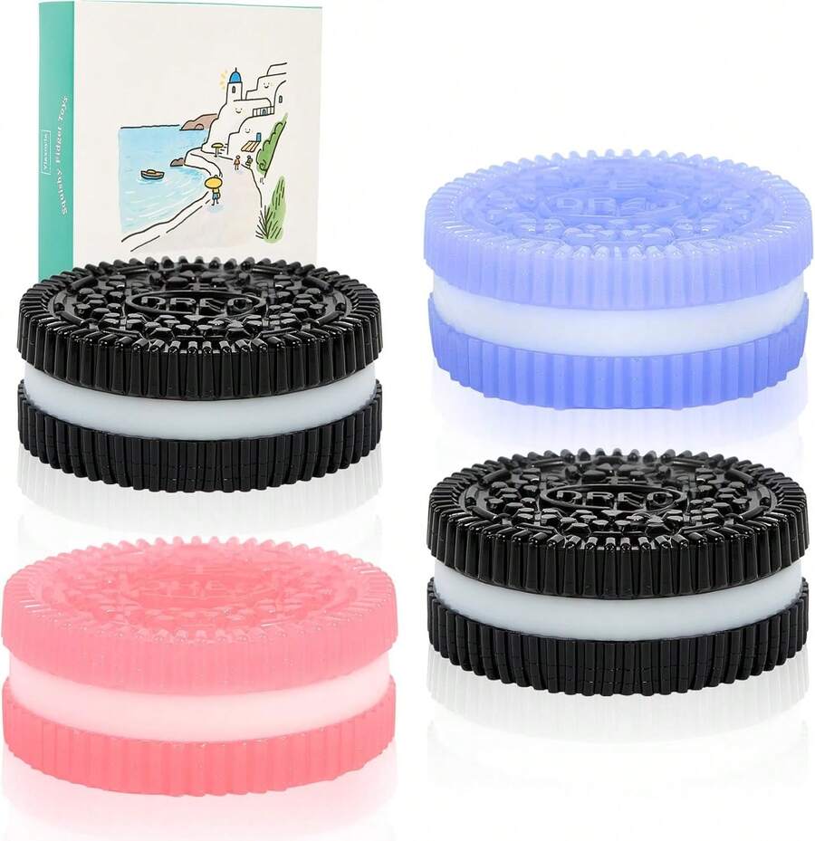 Random Set Of 2 Squishy Fidget Toys - Adorable Cookie-Themed Sensory Playthings For Children With Autism, Stress-Relieving Squishies For Adults, Perfect As Party Favor Gifts. - 4Pcs Cookie - 查看 1