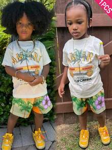 Boys' Cotton Round Neck T-Shirt, Casual And Comfortable Spring And Summer Short-Sleeved Printed Top - trắng - Xem 1