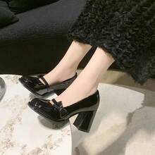 Elegant Chunky Heel Pumps, Versatile Slip-On Pointed Toe Shoes For Women - Black - View 4