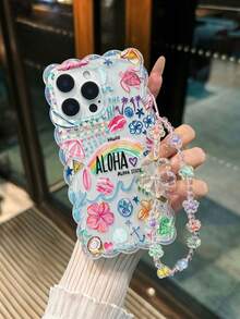 Rainbow Flower Painted Braided Wave Edge Transparent Protective Phone Case Compatible With Iphone 17/17 Pro/17 Pro Max, 16/16 Pro/16 Pro Max/16 Plus, 14, 15, XS, XR, 7/8 Plus, European And American Style, Shock-Proof, Soft Shell For IPhone P15 Pro Max, P14, P13, P12, P11 - Multicolor - View 4