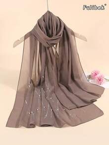 New Elegant Women's Scarf Headscarf Pearl Beaded Rhinestone Bow Chiffon Shawl, Lightweight Breathable For All Seasons, Suitable For Formal Dresses And Evening Gowns - Multicolor - View 22