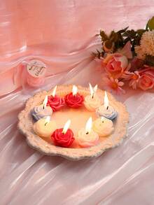 Rose Scented Candle Set (9Pcs) With Gift Box & Organza Bags, Romantic Decorative Candles For Wedding, Proposal & Special Occasions - 9Pcs - View 2