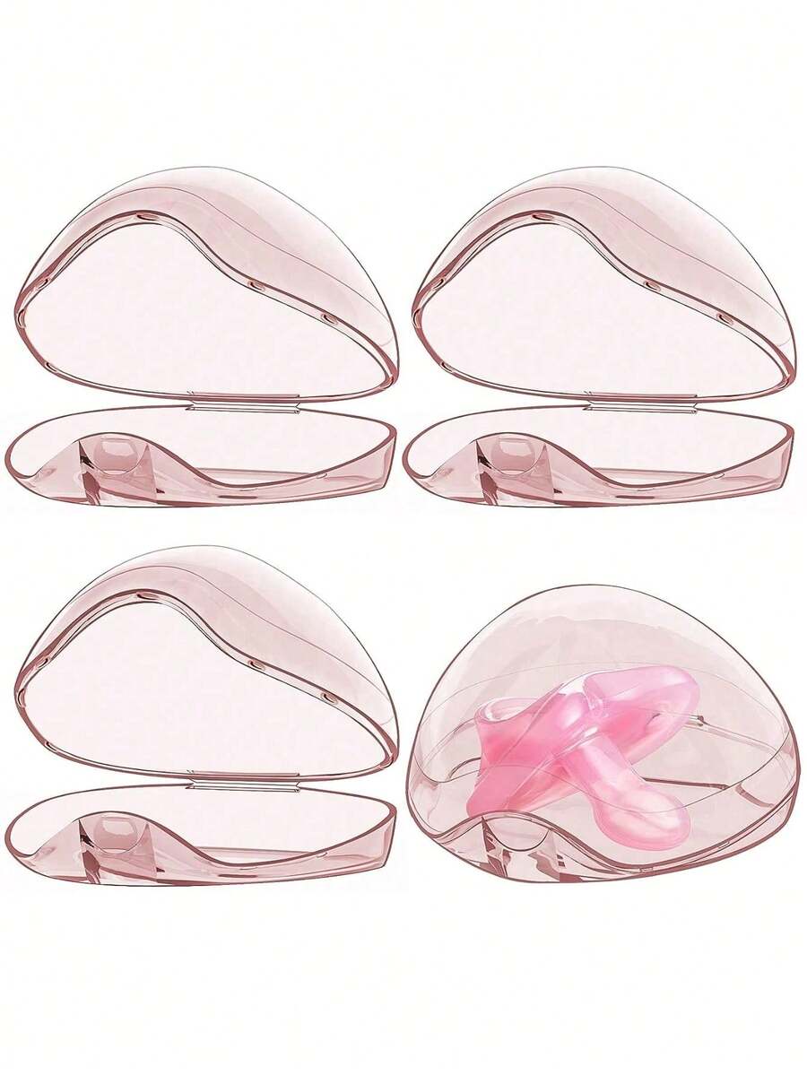 2pcs Pacifier Case, Transparent Baby Pacifier Storage Box (Pacifier Not Included), Essential Pacifier Accessory, Keeps Pacifier Clean, Easy To Clean - Pink - View 1