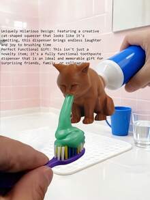 Funny Cat Butt Shaped Toothpaste Dispenser, Automatic Toothpaste Squeezer With Cat Tail Design (No Battery Required), Perfect Gag Gift For Cat Lovers, Pranksters And Humorists, Also A Unique Bathroom Decor And Gift, Cat Toothpaste Dispenser, Prank Toothpaste Squeezer - Multicolor - View 4