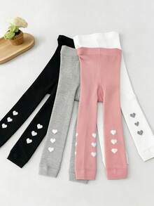 4 Pasang Legging Pendek Warna Polos Anak-Anak, Dengan Motif Hati, Gaya Manis & Imut, Kain Lembut Ramah Kulit, Cocok Untuk Sekolah, Pakaian Kasual dan Sehari-hari, Legging Tanpa Kaki Serbaguna untuk Musim Semi, Musim Gugur dan Semua Musim, Cocok Dipadukan dengan Seragam Sekolah - MultiWarna - View 8
