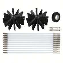 Chimney Cleaning Kit (10*Hose + 2*Brush Head + 2*Adapter + 1*Insulating Tape) - Black - View 1