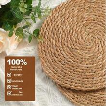1/4/6pcs Woven Placemats, Round Rattan Placemats, Natural Handwoven Water Hyacinth Placemats, Farmhouse Woven Placemats, Rustic Style Woven Wicker Table Mats, Suitable For Dining Table, Home, Wedding - Multicolor - View 4