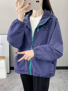 Women's Spring/Autumn Windbreaker, Lightweight Breathable Outdoor Jacket For Running, Cycling, Hiking, Daily Sports & Casual Wear - Blue - View 7