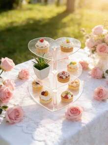 亚克力纸杯蛋糕架套装，透明圆形展示架，适用于派对、婚礼、生日等场合，可重复使用的迷你蛋糕架，纸杯蛋糕架 - 彩色 - 查看 3