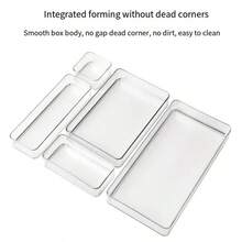 四件套透明塑料抽屉收纳盒，包含不同尺寸的抽屉，适用于化妆品/珠宝柜、厨房用具或办公桌。也可作为浴室抽屉收纳托盘、厨房储物分隔盒、橱柜和户外置物架使用。 - 無色 - 查看 10
