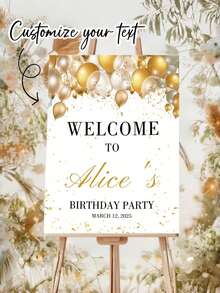 Custom Gold Balloon Wall Decor - Suitable For Decorative Welcome Sign, Can Be Vertically Hung With Rope, No Power Needed, Multi-Size Frameless Wall Decor For Party, Wedding, Birthday, Corporate Events - Multicolor - View 1