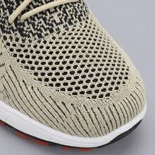 Tenis de hombre en oferta Tenis para hombre deportivos casuales de malla tejida transpirable primavera verano Zapatos para hombre cómodos con cordones suela antideslizante amortiguación suave calzado deportivo ligero moda urbana estilo para caminar gimnasio entrenamiento diario fitness running cómodos y versátiles - Caqui - Ver 5