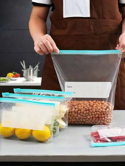 Thick Seal Zip Lock Food Storage Bags, Reusable Freezer And Microwave Bags, Thickened Home Freezer Bags, Waterproof Zipper Food Preservation Bags, Reusable Food Preservation Bags, For Food Organization, Easy Food Preservation