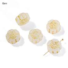 14毫米镀金梅花捷克玻璃珠，中心带孔，五瓣花瓣，DIY手工串珠手链，发夹材料 - 彩色 - 查看 24