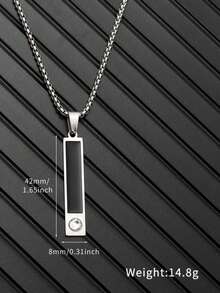 Dây chuyền mặt dây bằng thép không gỉ và acrylic đen, dây chuyền trang sức bằng thép titan, thiết kế tối giản dành cho nam giới. - Nhiều màu - Xem 2