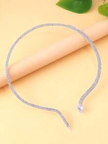 1 pieza Collar de serpiente con rhinestones, elegante collar de animal brillante, regalo del Día de la Madre - Plateado - Ver 4