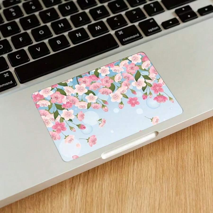 1 miếng dán trang trí bàn di chuột laptop họa tiết hoa anh đào và côn trùng, kích thước: 5.51 x 3.54 inch, chống trượt, chống trầy xước, bề mặt mờ, không ảnh hưởng đến chức năng bàn di chuột. - Xem 1