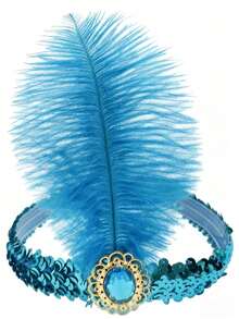 1pc Polyester Sequin Headband, 1920s Style Headpiece, Suitable For Single Ladies Halloween Party, Costume Play, Retro Party, Christmas, Wedding - Multicolor - View 9