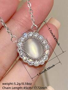 1 Pc Elegant Cubic Zirconia Necklace Pendant For Women For Valentine's Day Gift Engagement Anniversary Party Jewelry - 1# - View 4