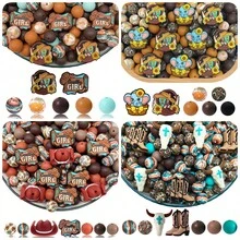 25pcs Western Cowgirl Style Silicone Beads, Including Cool Girl, Boot Shaped Designs, Colorful Silicone Beads, Decorative Beads, Loose Silicone Beads, For Crafts, Pen Decorations - Retro Denim Series - View 11