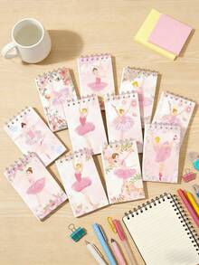 1/5/10pcs Ballerina Ballet Portable Coil Notebook, 10 Styles Mini Notepad, For Birthday Party Favors, Office Supplies - Multicolor - View 2