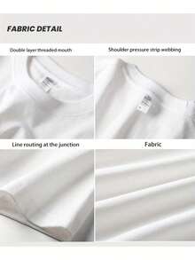 Heavy Cotton Summer New American High Street Round Neck Loose Short Sleeved T-Shirt Oversized Design Sense Niche High-End Sense, Cool Casual Fashion Versatile Half Sleeved Couple's Top - White - View 4