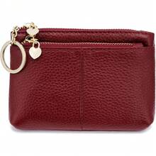 ZOOEASS - cartera de piel genuino con cierre para mujer, con llavero y triple cierre, tarjetero - Menta, azul - Ver 1