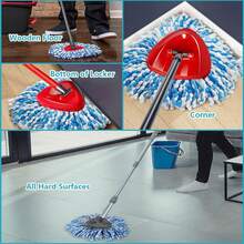 4 Pack Microfiber Spin Mop Heads, Easy Cleaning Mop Refills - Blue - 查看 3