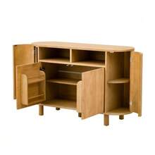 Modern Sideboard With Multifunctional Storage Space For The Hallway, Sideboard With Refrigerator-Like Doors And Adjustable Feet, Ideal For Hallway, Corridor Or Living Room (Natural) - Khaki - View 7