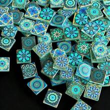 100g/200g Romantic Blue Mandala Glass Mosaic Tiles, Beautifully Patterned Mosaic Pieces, Suitable For DIY Art Crafts, Handmade Pendant Making, Home Decor, Puzzle Design And Other Decorative Materials - LSMTL - View 7