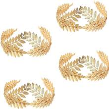 4件套女士巴洛克金色叶子皇冠发箍，适合派对、聚会、婚礼和日常佩戴 - 金色 - 查看 3