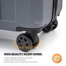 YONSLY Suitcase 20/24/28 Inch With YKK Zipper, TSA Lock, 4 Quiet Wheels, 360° Mesh Compartment, Hard Shell Suitcase, Large Trolley Suitcase, Carry-On Luggage For Holidays, Short Trips And Business Trips - 深灰色 - 查看 4