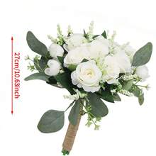 profumo da sposa per sposa e damigelle, rose artificiali bianche e bordeaux, profumo per matrimonio rustico in chiesa o boho, o centrotavola decorativi, profumo da lancio per decorazione di matrimonio in chiesa rustica - Multicolore - Visualizzare 12