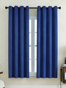 1 Panel Solid Color Curtain Fabric. The Curtain Can Block Sunlight And UV Rays, Insulate Against Summer Heat And Winter Cold, Balance Room Temperature, And Reduce Energy Costs. It Can Also Reduce External Noise And Protect Your Privacy, Creating A Good Working And Sleeping Environment. Each Curtain Has 6-8 Silver Metal Grommets At The Top. Easy To Match With Standard Curtain Rods. Simple To Hang And Slide Smoothly. Suitable For Office, Bedroom, Living Room. - Royal Blue - View 9