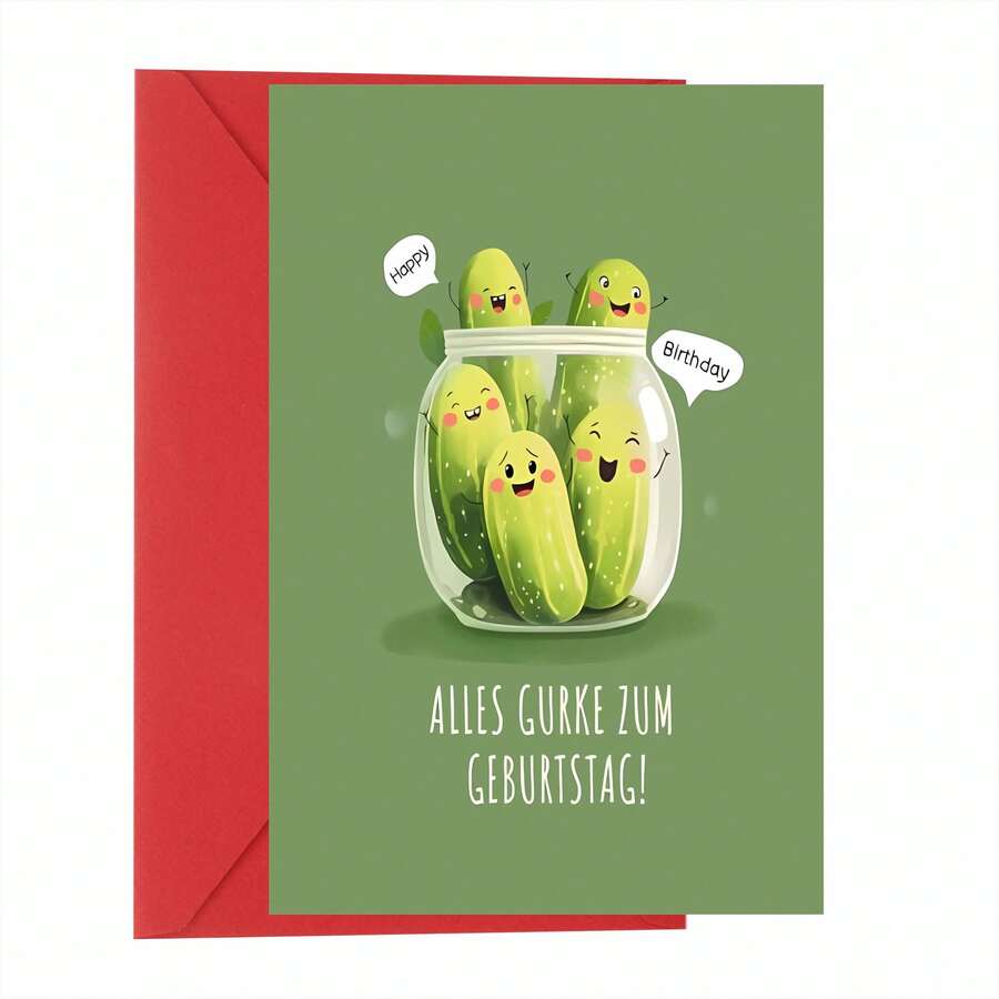 Vielucks Funny Birthday Card (With Envelope), Amusing Gift For Boyfriend, Women, Men, Funny Gift, Birthday Card, Birthday Card (Cucumber) - A - View 1