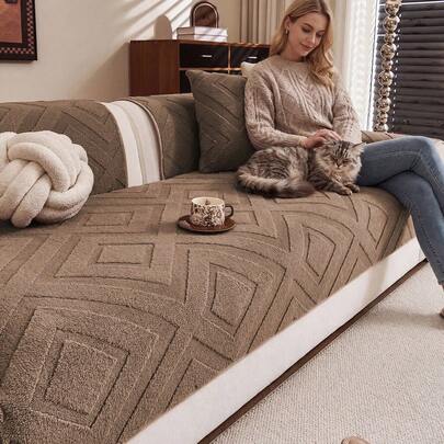 1 chiếc đệm sofa dày dặn, ấm áp, chất liệu jacquard sang trọng, kiểu dáng tối giản hiện đại, thân thiện với thú cưng, chống bẩn và chống trơn trượt, bảo vệ sofa mùa thu/đông chống trầy xước, phù hợp với sofa chữ L và sofa 1/2/3/4 chỗ ngồi (Bán lẻ từng chiếc)