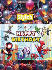 Marvel Spider-Man Theme Party Banner, 1PC, 210*150/150*100cm Cartoon Superhero Avengers Photo Background Decor, Large Glitter Birthday Decorations For Kids Celebration Wedding Birthday Party Supplies - Multicolor - View 7